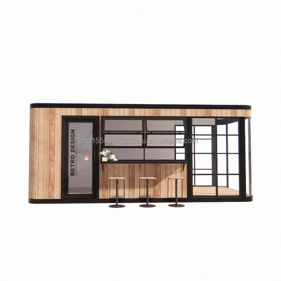 Galvanized Steel Square Tubes Structure 20FT Container Coffee Bar Mobile Sunlight House Outdoor Bar with Customized Color