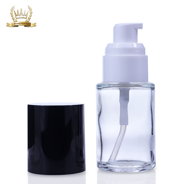 30 Ml Empty Round Frosted Makeup Liquid Foundation Pump Glass Bottle F036