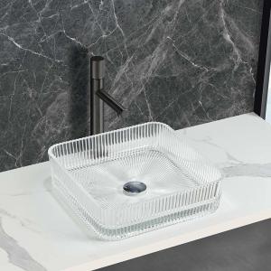 Quality Transparent Glass Countertop Bathroom Sinks No Overflow Included wholesale