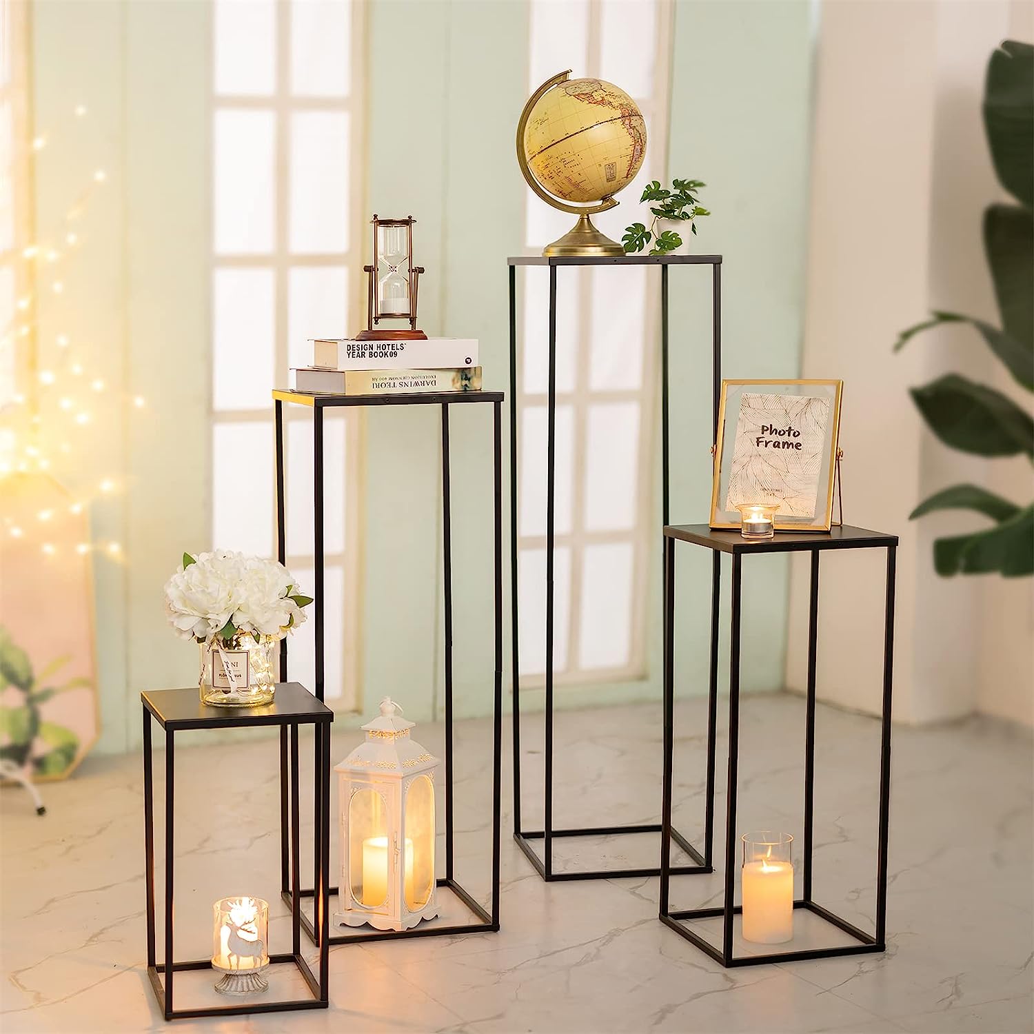 Single-side Bracket Metal Column Geometric Flower Stand for Event Tables Centerpieces
