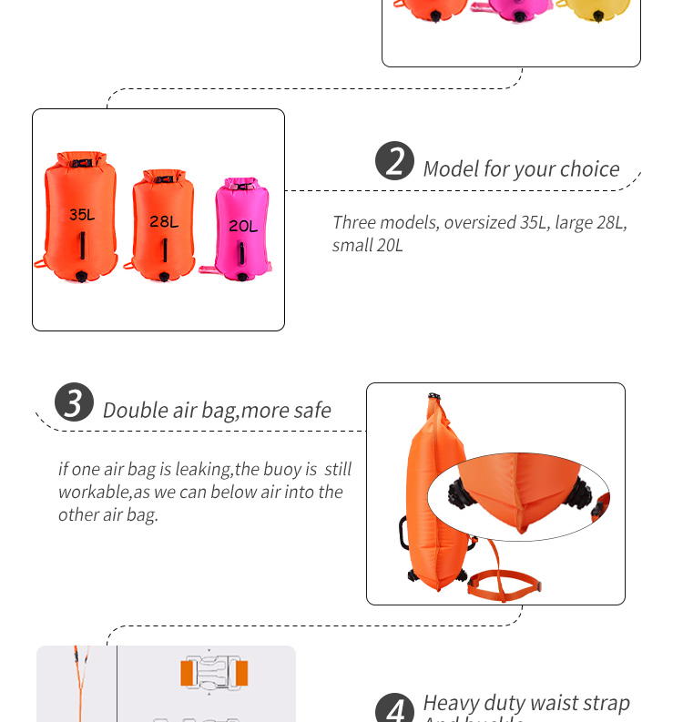 109T nylon PVC 0.35mm Waterproof swim float dry bag Customized Logo
