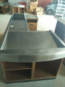 Quality Automatic Conveyor Belt Checkout Counter Stands With Stainless Steel Border wholesale