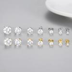 Korean Fashion Earrings Jewelry 925 Sterling Silver Classic Single Diamond