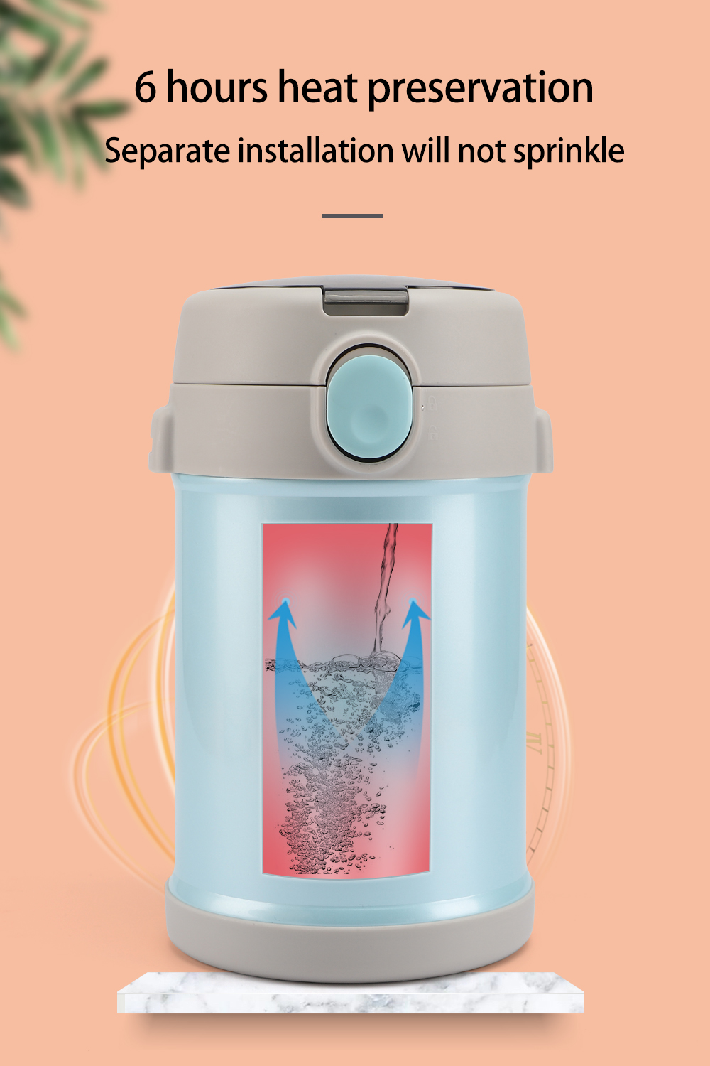 Double-Layer Stainless Steel Vacuum Food Container Jar With Three Independent Compartments