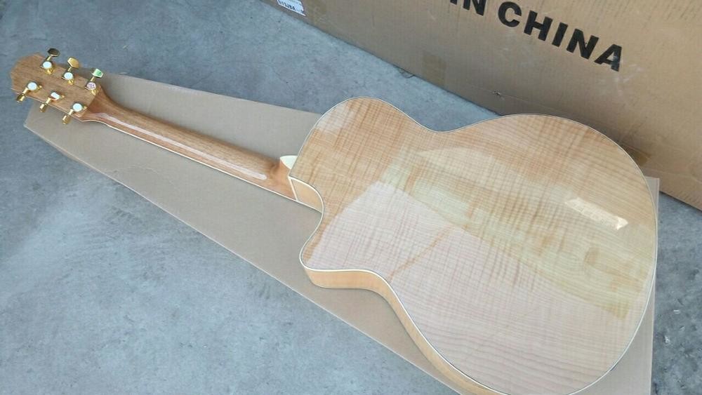 Cutaway 614 acoustic guitar,Solid spruce top,Handmade Maple back and sides Guitar