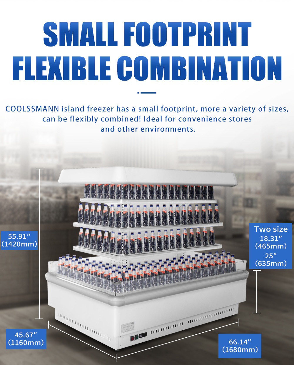 Mini Half Height Food Display Cooler Multideck Beverage Cabinet Refrigerated Case