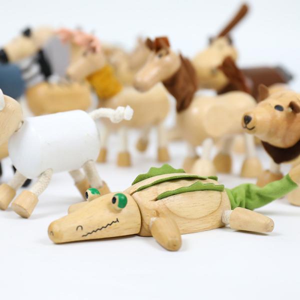 Wooden Simulation Small Animal Blocks Forest Farm Animal Dolls Early Childhood