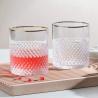 Buy cheap Diamond Shaped Whisky Gold Rimmed Drinking Glasses 12.6 Ounce 360ml Silver Edge from wholesalers