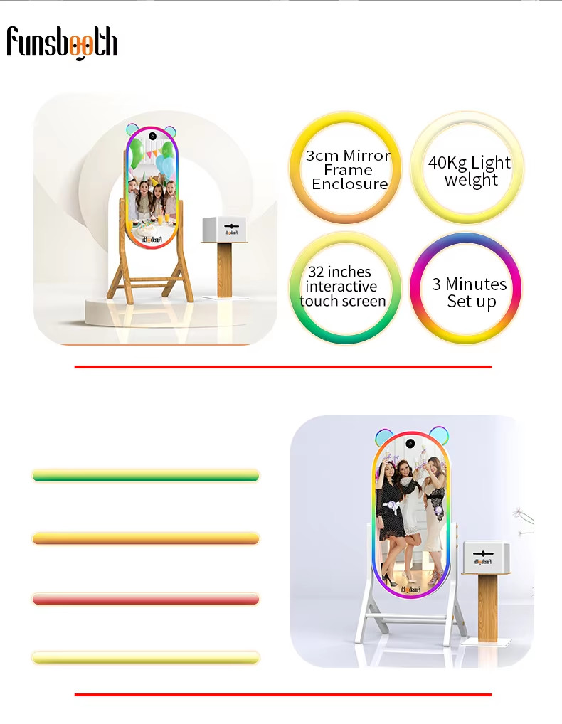 Self Service Photo Printing Kiosk 5-feet Long Smart Magic Mirror Photo Booth For Party