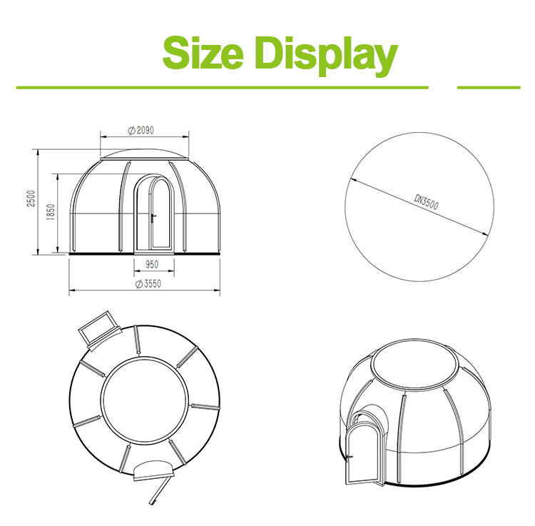 Diameter 3.5m Clear Outdoor Bubble Tents Fire Resistant For Restaurant