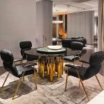 Italian Modern Stainless Steel Deluxe Dining Table With Turntable