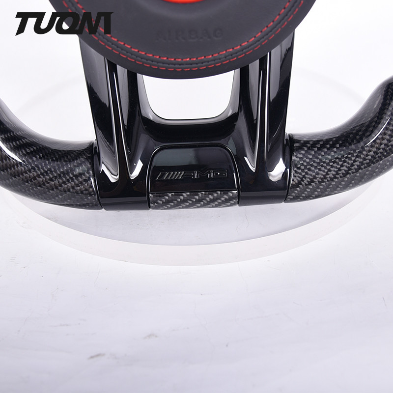 Black Leather Mercedes Benz Steering Wheel Carbon Fiber Car Accessories