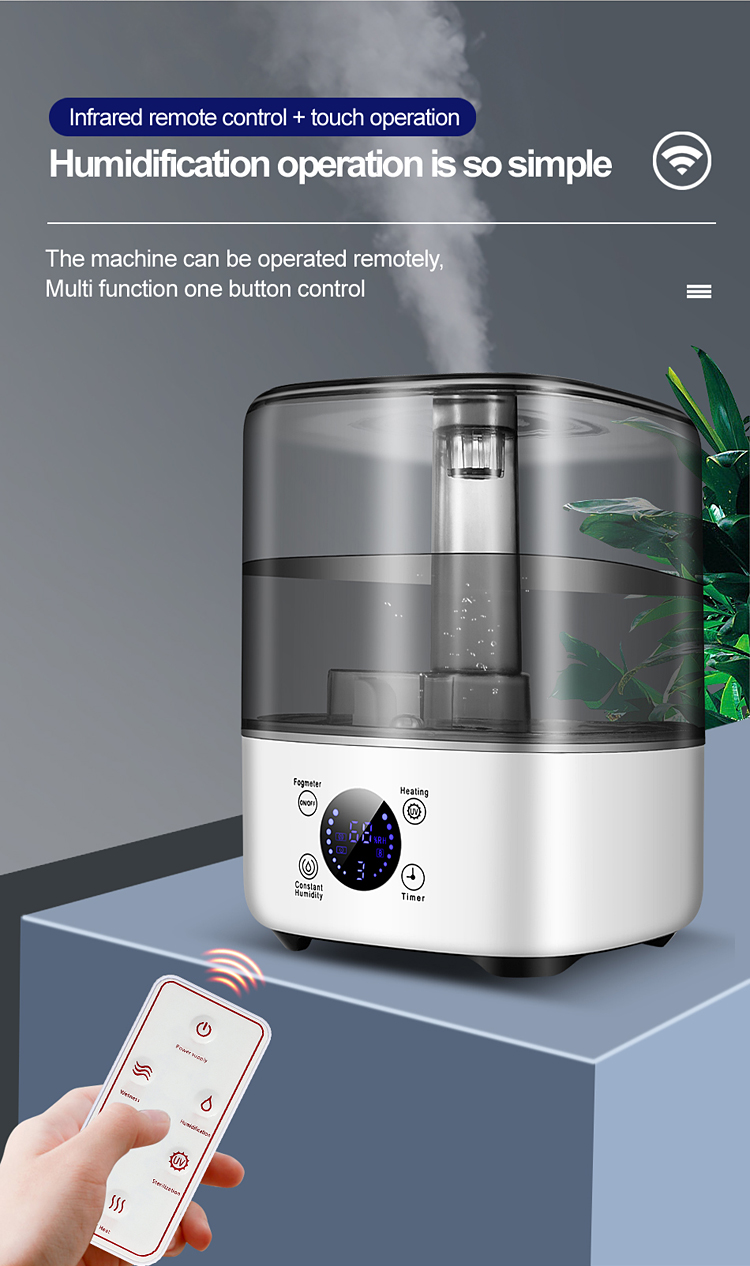 HOMEFISH BPA Free 5L Large Capacity Humidifier With UV Sanitizing Light Electric Plug