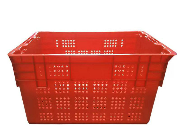 Vented Nestable Plastic Stacking Crates For Fruit Mesh Structure 120mm Height