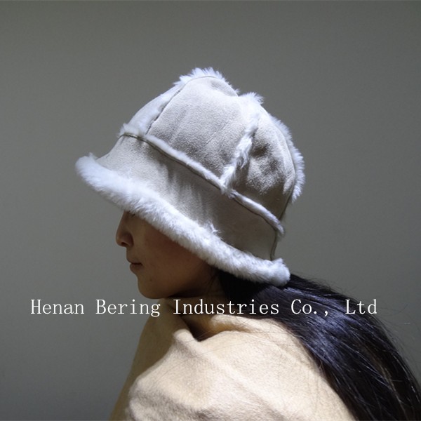 Winter Shearling Sheepskin Hats Gloves And Scarf Set Medium Length