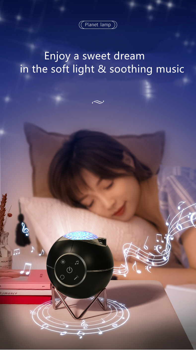 New Romantic Planet Galaxy Laser Projection Lamp 14 Lighting Modes and Built-in Music Bedside Night Light With Remote Co