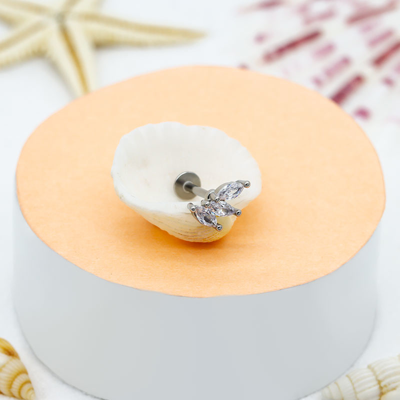 Labret Stud Jewelry Flower Shape Head High Polished Lip Piercing Jewelry