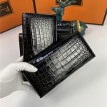 Genuine Crocodile Belly Skin Businessmen Bifold Clutch Purse Wallet Authentic