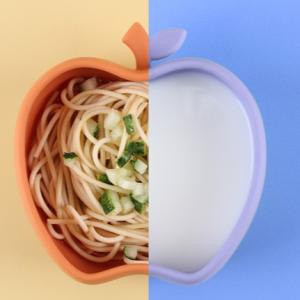 Quality Food Grade Silicone Baby Suction Cup Feeding Bowl Apple Shaped Silicone Suction Cup Tableware Safe And Odorless wholesale