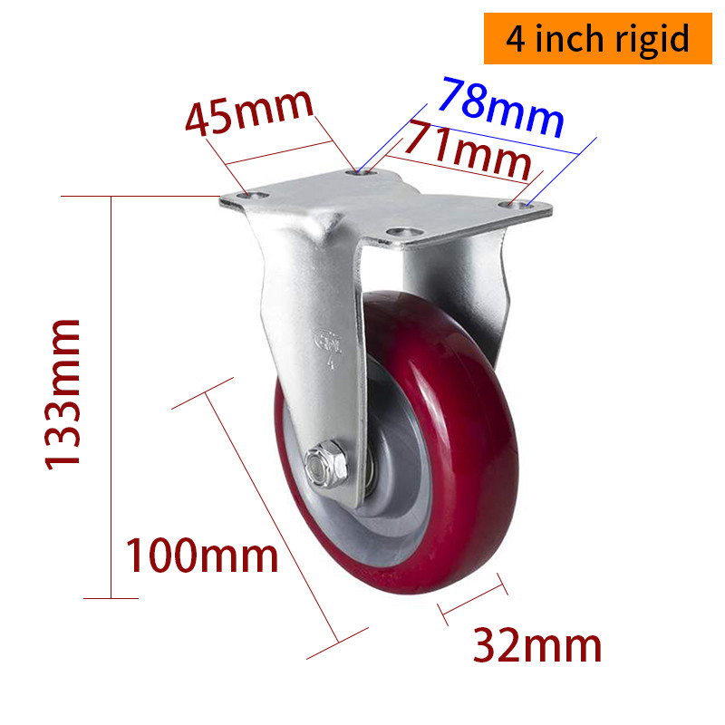 EDL Medium Duty 4inch 150kg Plate TPU Caster by Rigid, Swivel and Brake type