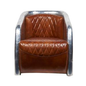 Quality Brown Vintage Leather Aluminium Cover Aviation Armchair 3 Years Warranty wholesale