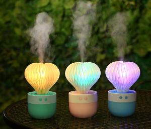 China Mini Humidifier 7 Color Night Light Ball Cactus Air Humidifiers USB Desktop Humidifier for Car on sale