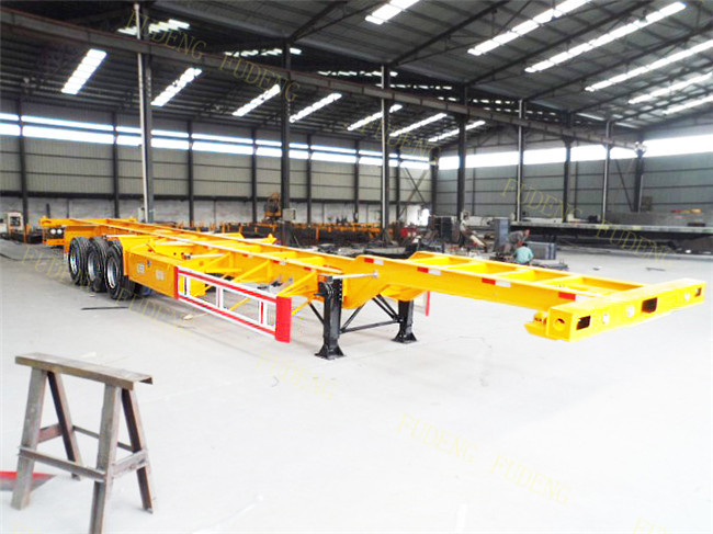 Container chassis trailer , skeleton semi trailer 2 axles 20ft and 40ft with warranty and parts