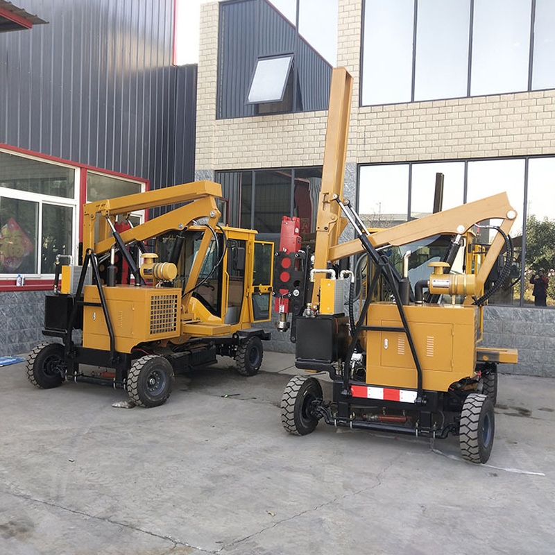 Guardrail Pile Driver Wheeled Highway Guardrail Drilling Machine Vibro Machine