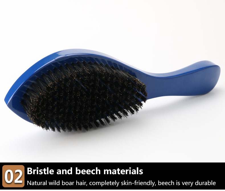 Long Handle Curved Boar Bristle Brush Hair Care Wash And Style Wave Brush