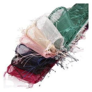 Quality 25mm-50mm Tassel Edge Polyester Organza Ribbon for Flower Chocolate Gift Packing and Garment Decoration wholesale