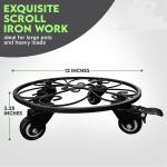 Sturdy Rolling Plant Stand Heavy-Duty Wrought Iron Plant Dolly for Floor