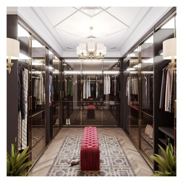 Elegant Glass Wardrobe With Led Light For Customer's Drawings Advantage Wooden
