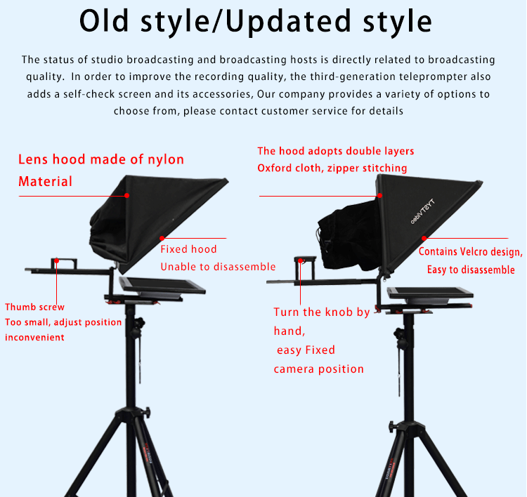 20 inch Best Teleprompter for Interview TV Broadcast Equipment Live Sports Black
