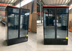 Quality Double Glass Door Vertical Merchandiser Fridge Black wholesale