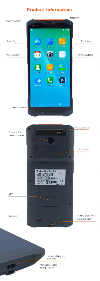 Industrial Android 8 PDA Handheld Data Collection Terminal with 1D 2D Scanner and 2GB RAM