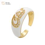 Custom Diamond Chunky Letter Rings Zircon Name Colorful Enamel Rings