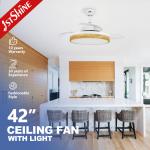 Modern Design Metal Acrylic LED Ceiling Fan with Hidden Blade and Color Crystal