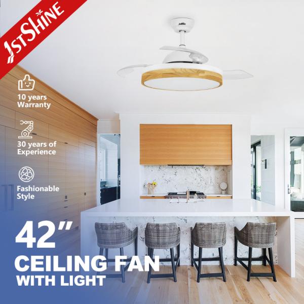 Modern Design Metal Acrylic LED Ceiling Fan with Hidden Blade and Color Crystal