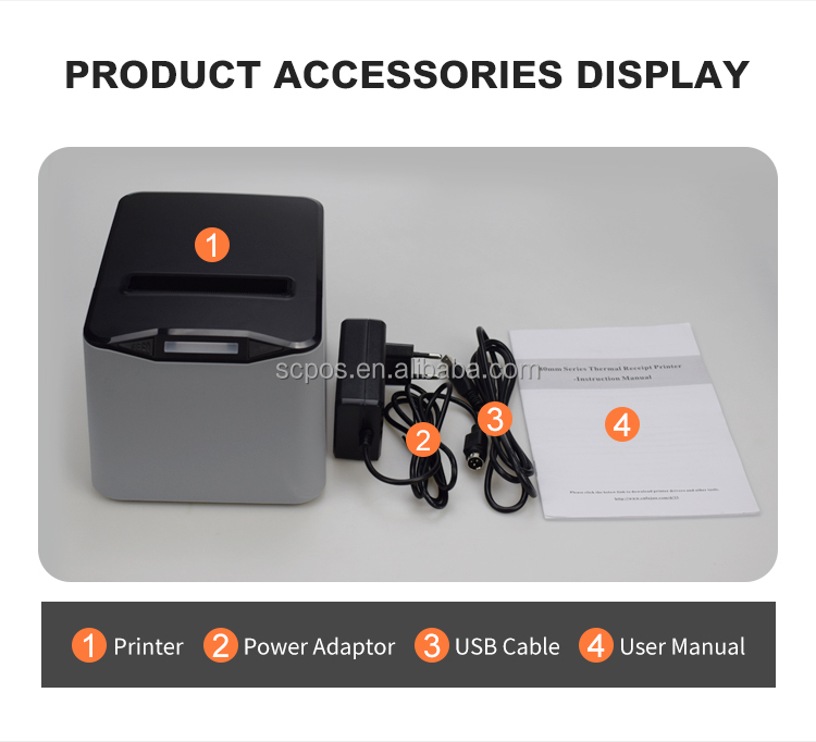 Standard Accessory 8370 80mm Thermal Receipt Printer USB LAN BT for Point of Sale System