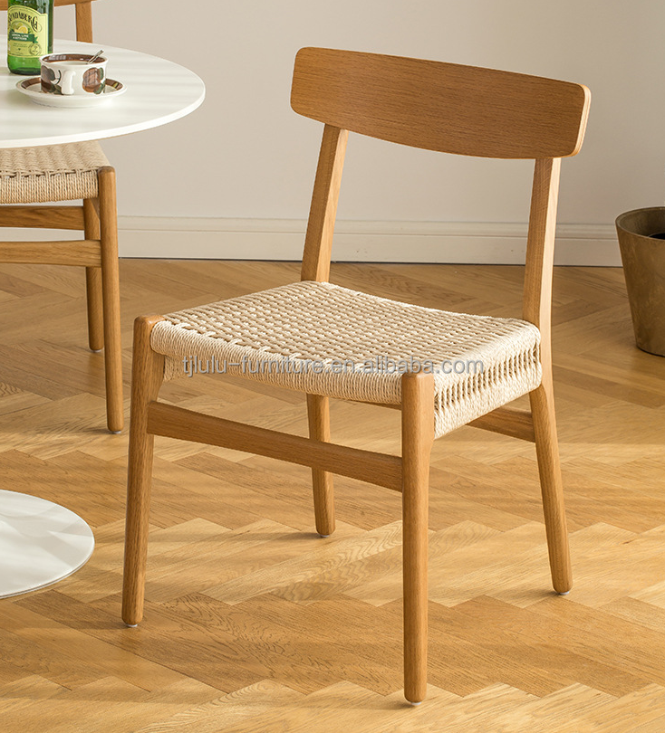 Wood Modern Woven Cord Solid Wood Dining Chair For Restaurant Hotel With And OEM Service Accepted
