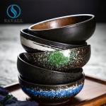 Savall Black Porcelain Dishes Set 136ml Diameter 12.2cm Black Porcelain Bowls
