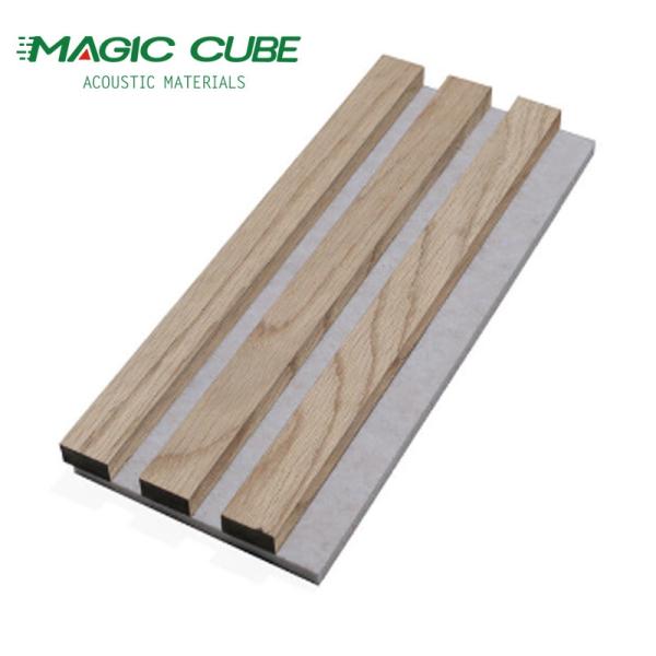 Wood Felt Wall Cladding Slat Acoustic Panel 3 Side Interior Acoustic Slat Wall