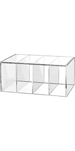 Deluxe Clear Acrylic Coffee Pod Holder, Coffee Bar Accessories Organizer 4 Compartments Hinged Lid