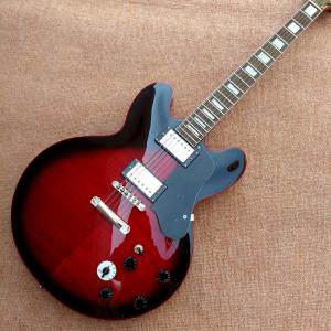 Quality New high quality hollow body jazz 335 electric guitar, Maple top &amp; back Dual tone output electric guitar, free shipping wholesale