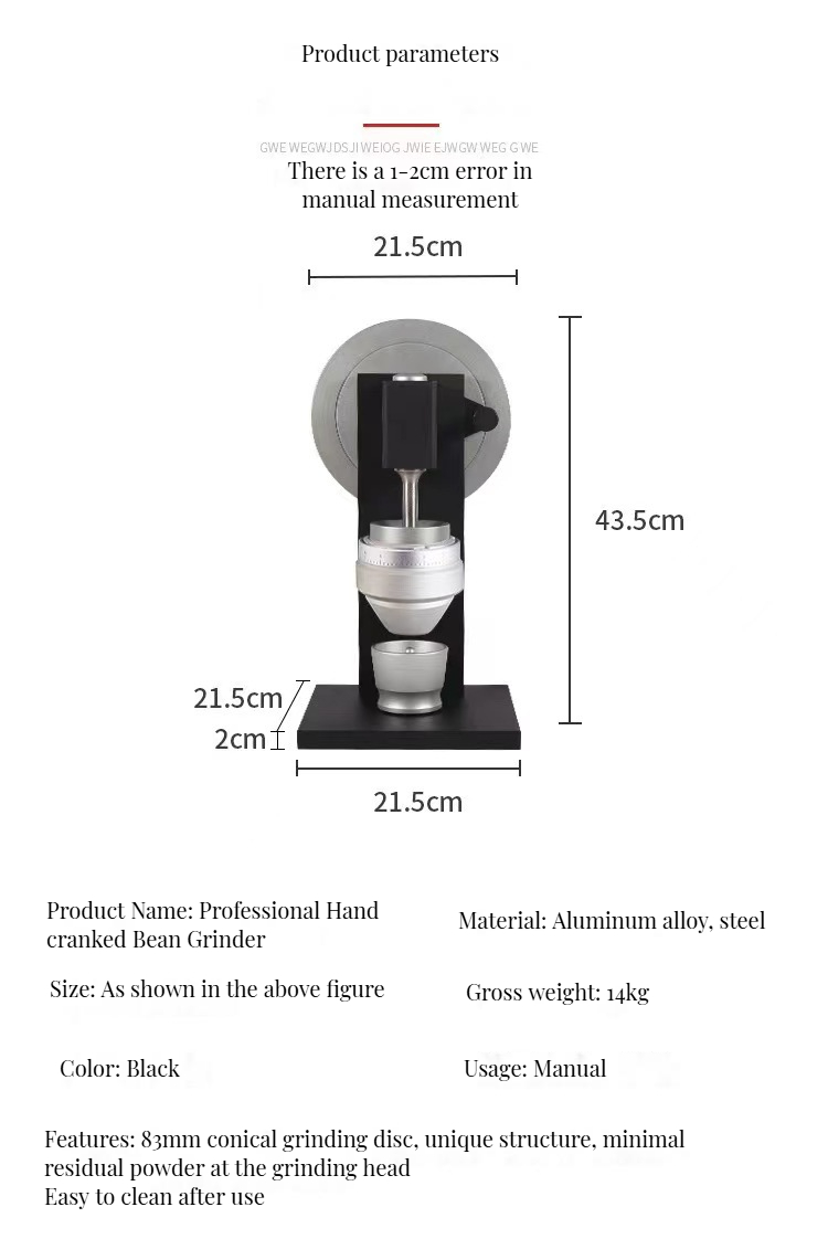 White Aluminum Steel Burr Manual Coffee Grinder for Home kfj127