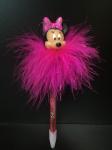 Pink Vinyl Disenyland Ballpen Plastic Daily Product with figure Minnie head for
