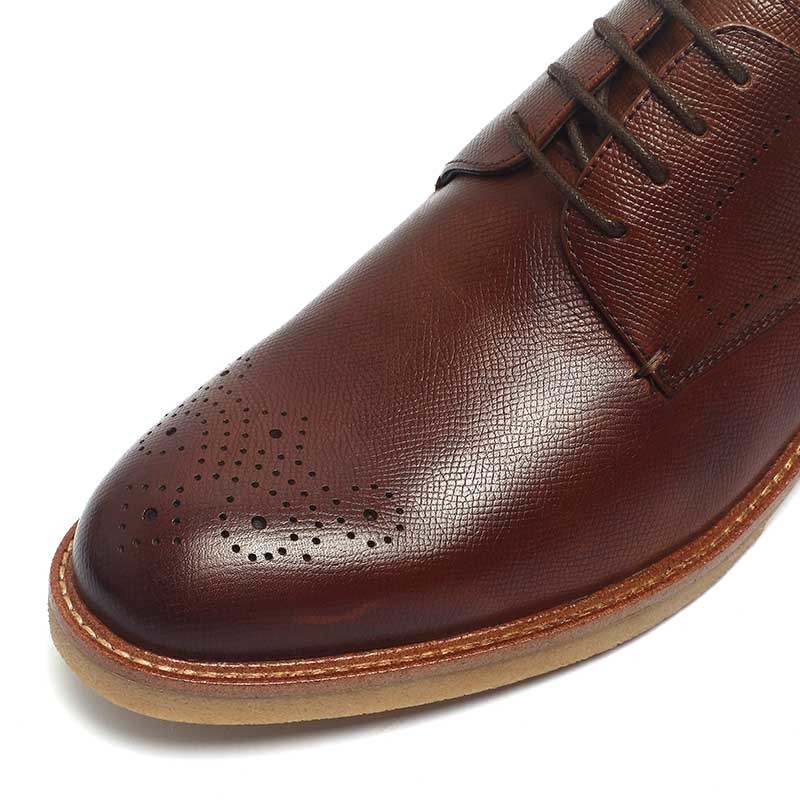 Brown Lace Up Anti Odor Breathable Mens Dress Shoes