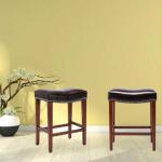 no back 66.5cm height kitchen Dining Chair Sets 2pcs Modern Leather Bar Stools