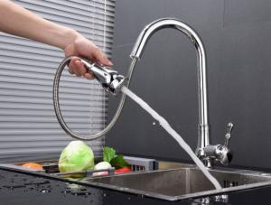 Quality 304SUS 360 Degree Flexible Retractable Sink Faucet With Sprayer wholesale
