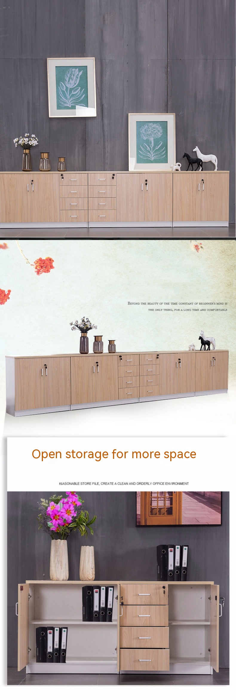 Mail packing N Office Partition Wooden File Cabinet with Lock and Drawer Storage